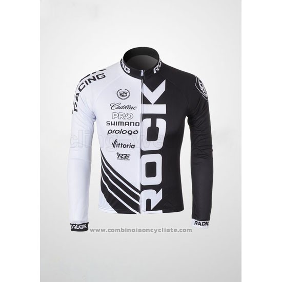 2010 Maillot Cyclisme Rock Racing Noir et Blanc Manches Longues et Cuissard